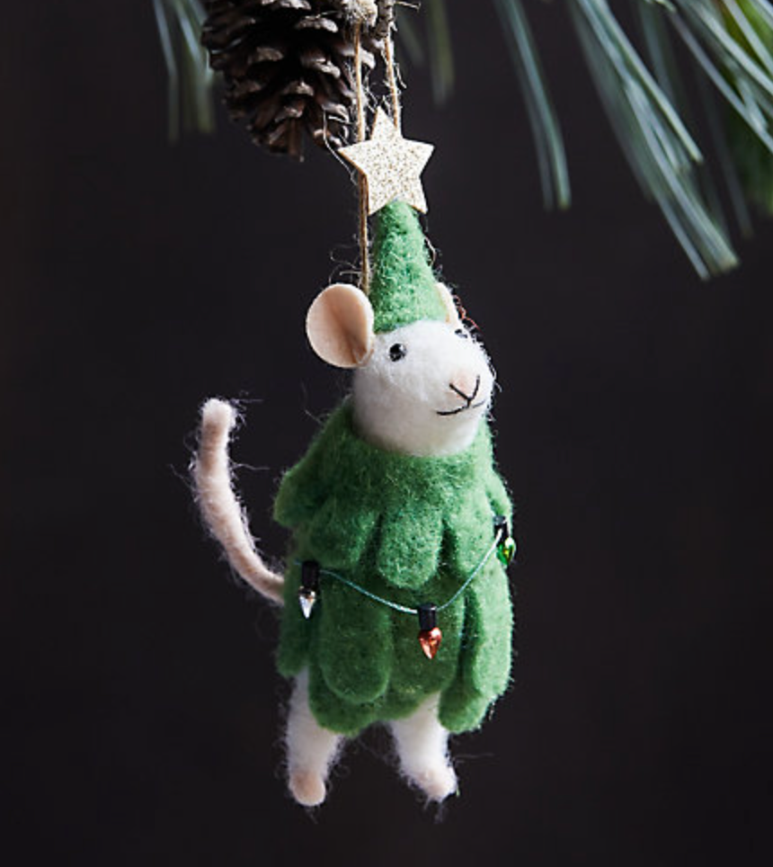 Christmas Tree Mouse Felt Ornament