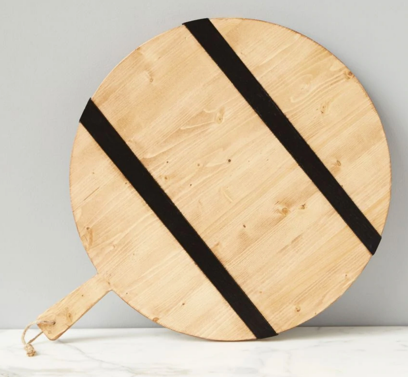 Black Stripe Round Mod Charcuterie Board