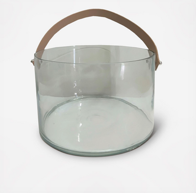 Leather Handle Glass Hurricane
