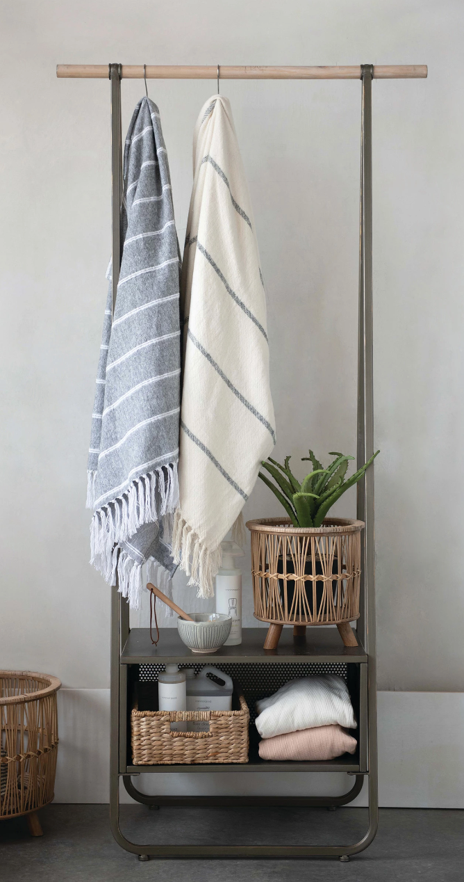 Striped Throw with Fringe