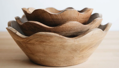 Scalloped Wooden Bowl